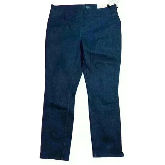 NWT NYDJ Blue Straight Leg Pull On Jeans Size 12 Stretch Casual Comfy Denim - Picture 1 of 5